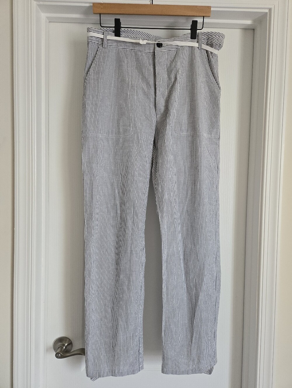 Rachel Comey Cotton Pinestripe Pants With Pockets Gray White Size 8